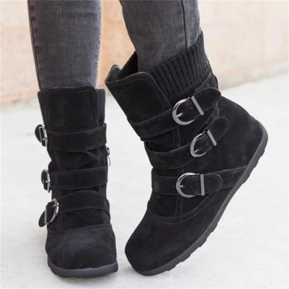 Women classic boots women warm snow boots flat plush casual ladies shoes plus size autumn winter outdoor booties