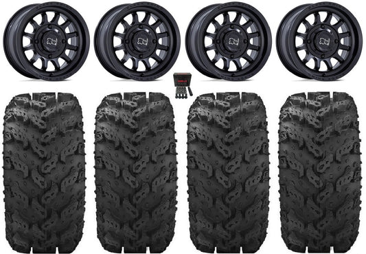 Black rhino rapid 14" wheels bk 28" reptile tires yamaha viking wolverine yxz1000r cfmoto zforce 950 uforce 1000