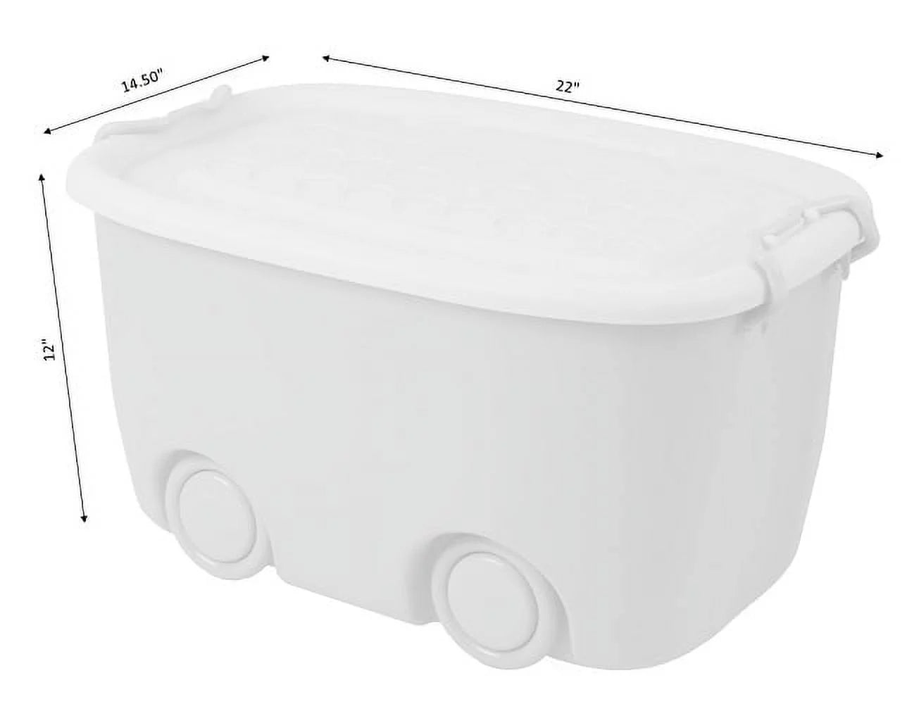 Stackable toy storage box with wheels