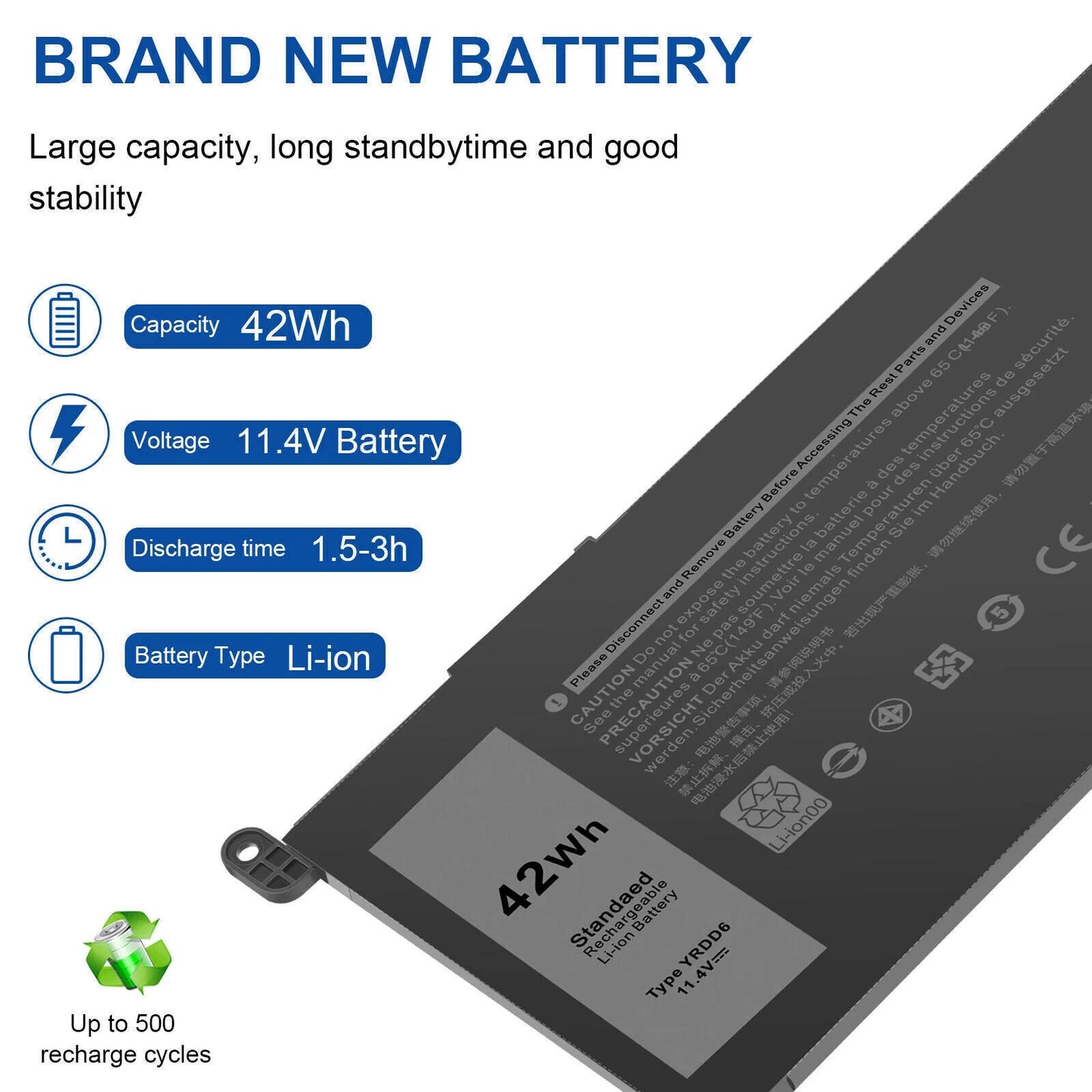 Yrdd6 0yrdd6 battery for dell inspiron 3582 3593 3793 5493 5584 5593 5480 5590 5594