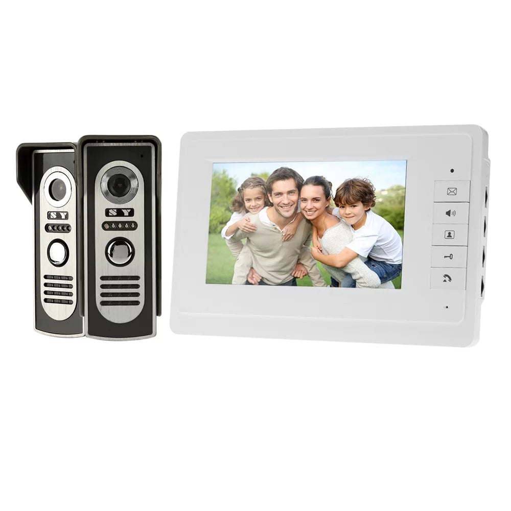 7” wired video door phone system visual doorbell with indoor monitor and outdoor camera support unlock infrared night view rainproof for home