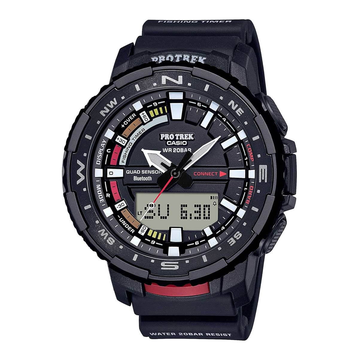 Casio prtb70-1 men's pro trek ana-digi dial resin strap watch