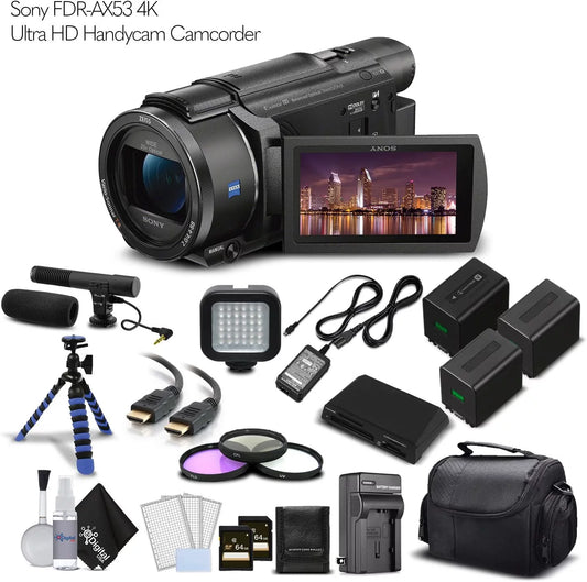 Sony fdr-ax53 4k ultra hd handycam camcorder. - professional bundle