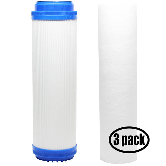 3-pack replacement for filter kit for aqua pure sst1ha ro system - includes polypropylene sediment filter & granular activated carbon filter - denali pure brand