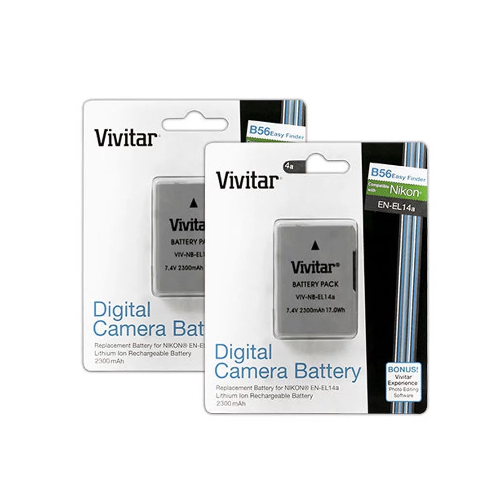 2x vivitar enel 14 replacement battery + 1 mh 24 charger for nikon d3500 d5600 d3400 d3300 d5500 d5300