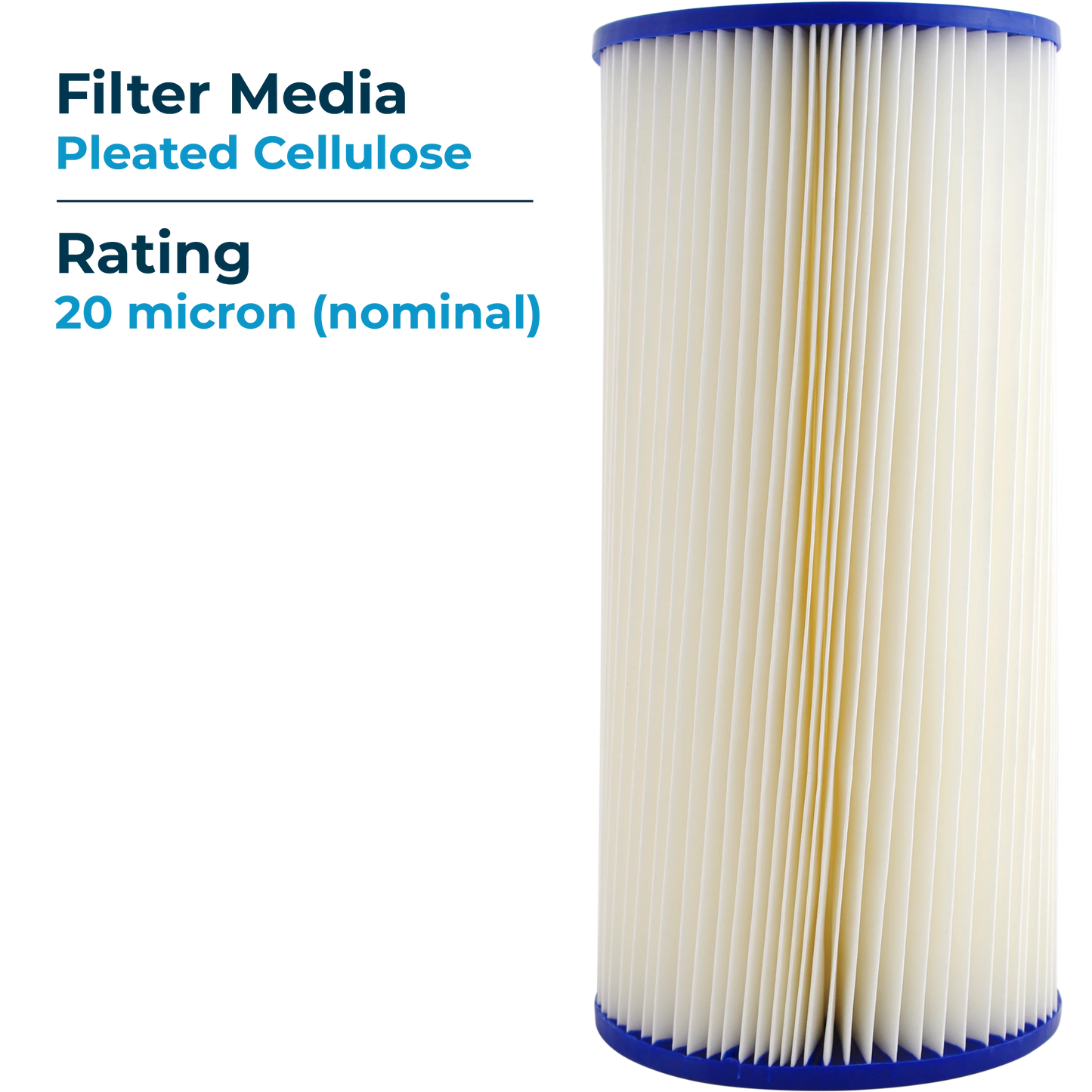 Spiropure sp-ec20-bb 10x4.5 20 micron pleated cellulose sediment water filter cartridge ecp20-bb 255491-43 (case of 8)