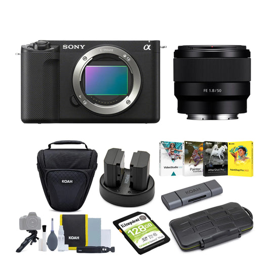 Sony alpha zv-e1 mirrorless camera with 50mm lens (ilczv-e1/b, black) bundle