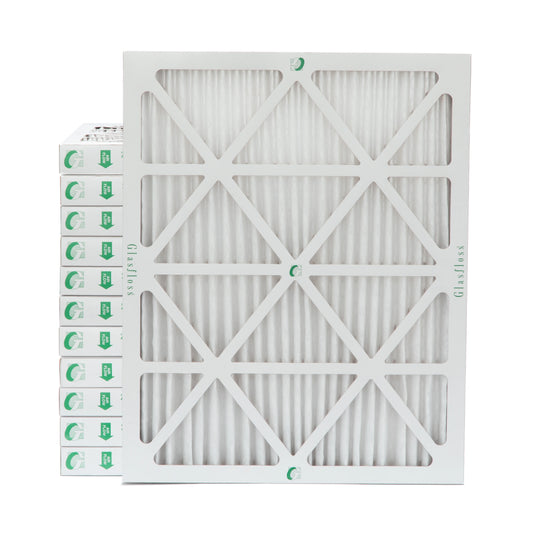 12 pack of 18x20x2 merv 13 pleated 2" inch air filters by glasfloss. actual size: 17-1/2 x 19-1/2 x 1-3/4