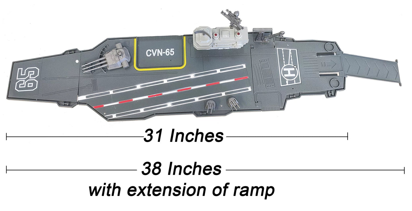 31 inch toy aircraft carrier with sound effects military vehicles and 6 drones