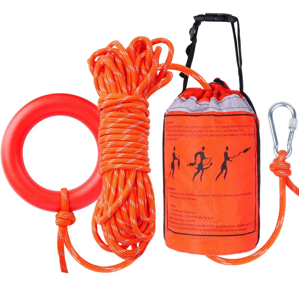 Water rescue throw bag with 70 feet of rope, first aid device for kayaking and rafting, safety equipment for raft and boat