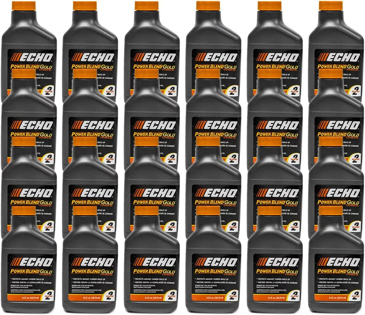 24 pack of echo powerblend gold 2-stroke engine oil 5.2 oz bottle 50:1 mix for 2 gallons 6450002s-24pk