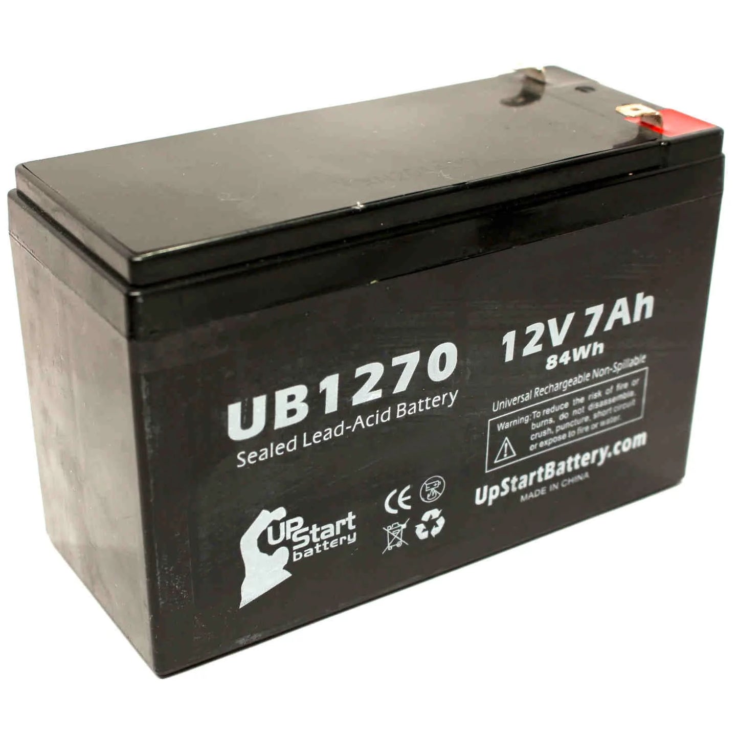 2x pack - compatible upsonic pcm200vr battery - replacement ub1270 universal sealed lead acid battery (12v, 7ah, 7000mah, f1 terminal, agm, sla) - includes 4 f1 to f2 terminal adapters