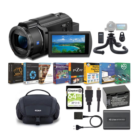 Sony fdr-ax43 4k uhd handyman camcorder with bag, tripod and accessory bundle