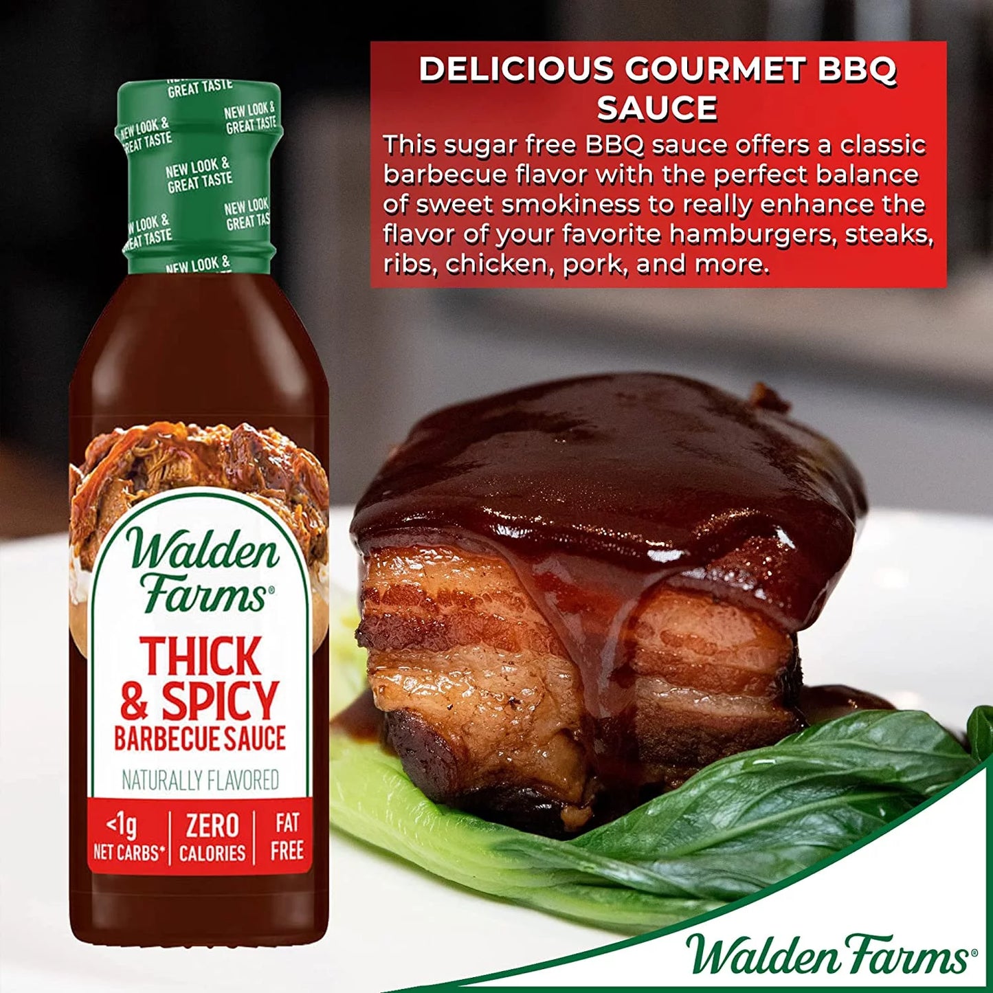 Walden farms thick & spicy barbecue sauce 12 oz pack of 4