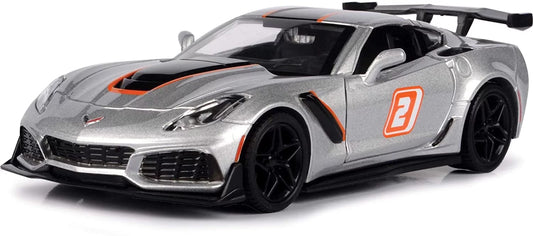 2019 chevy corvette zr1 #2, silver - motor max 73785sv - 1/24 scale diecast model toy car