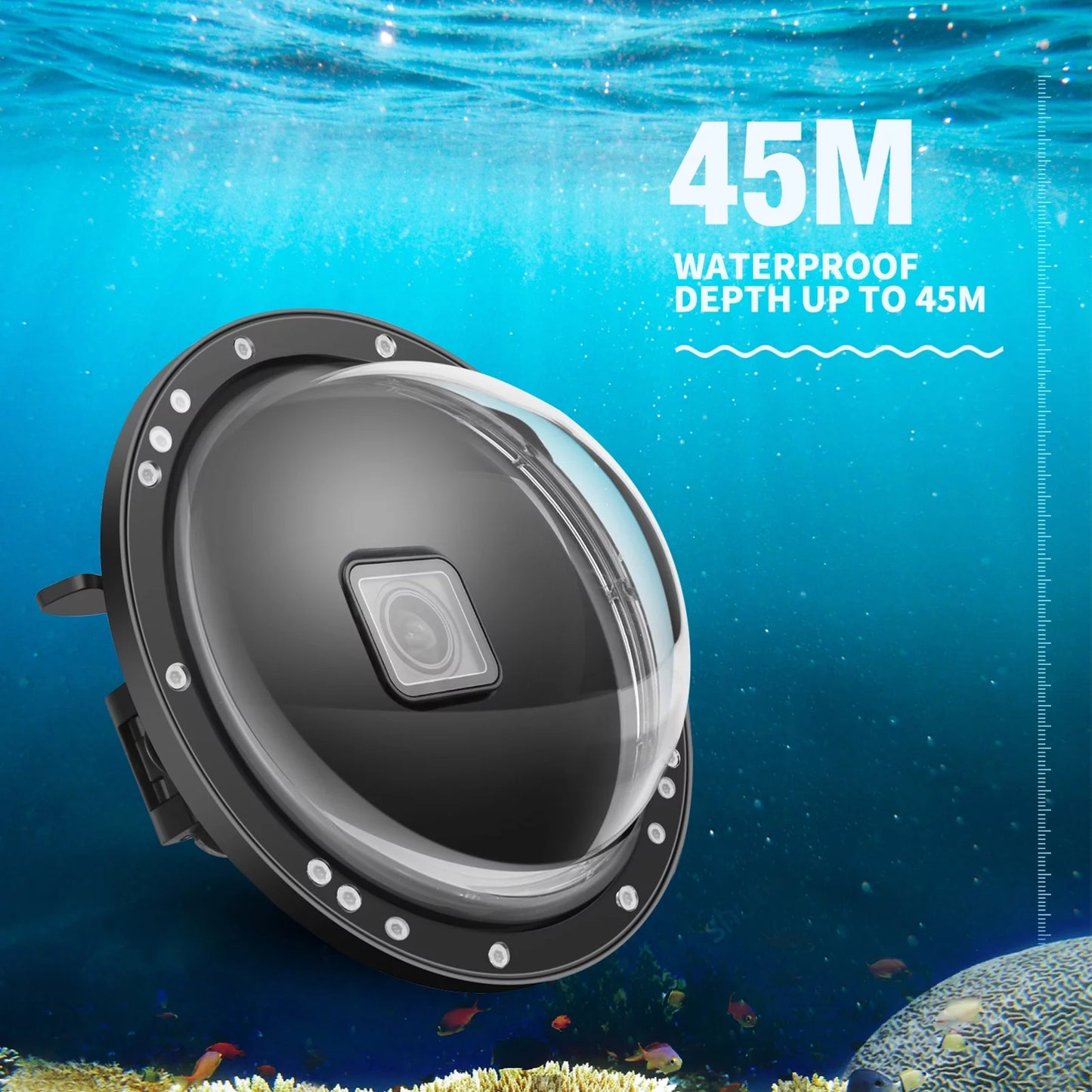 Waterproof dome port case for  9 black and  10 shoot xtgp559, dual handle, 45m waterproof, 180° wide angle