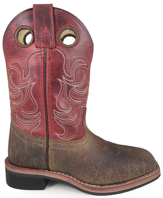 Smoky mountain boys' jesse western boot broad square toe brown 13 d(m) us