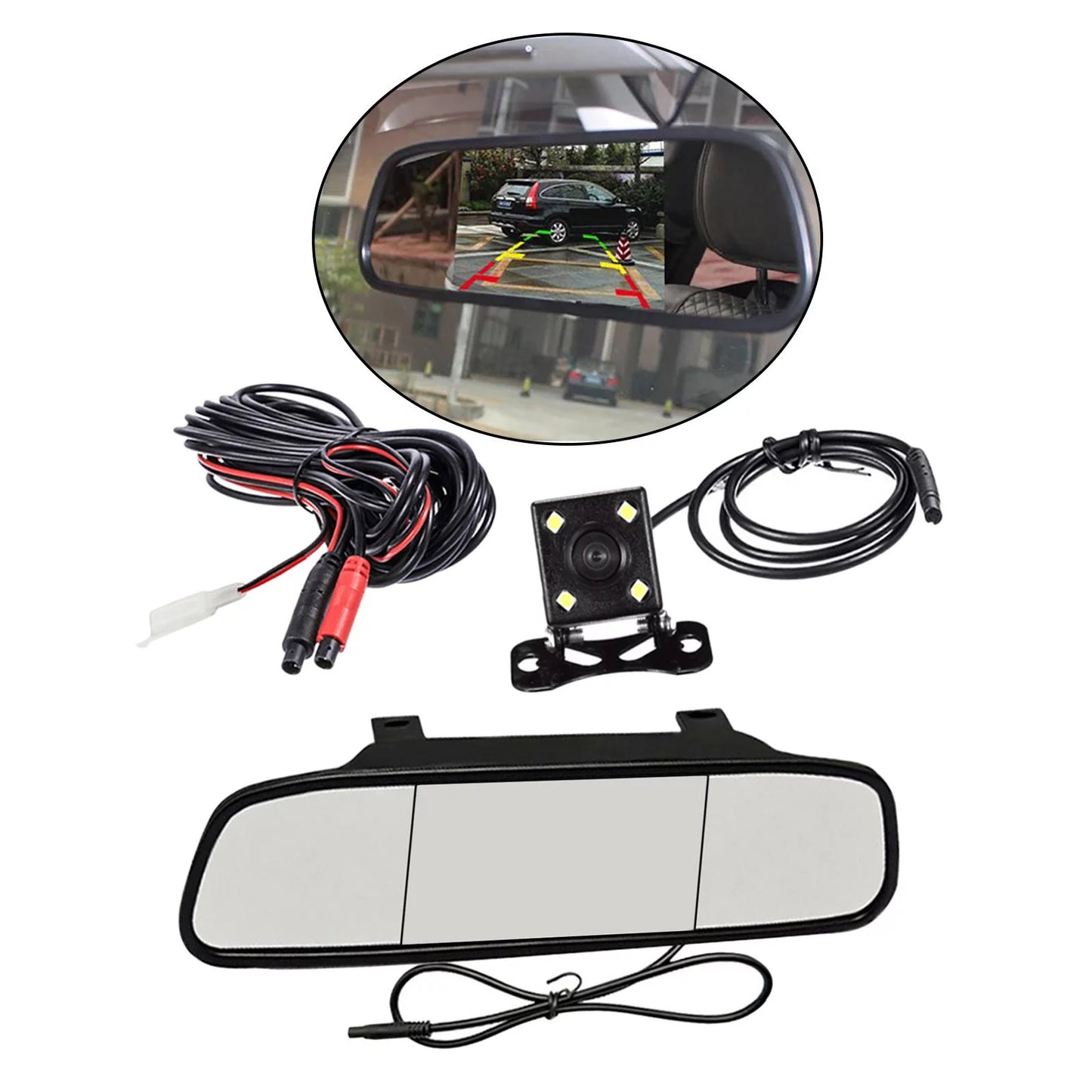 5 inch display car auto rearview mirror video monitor with reversing camera