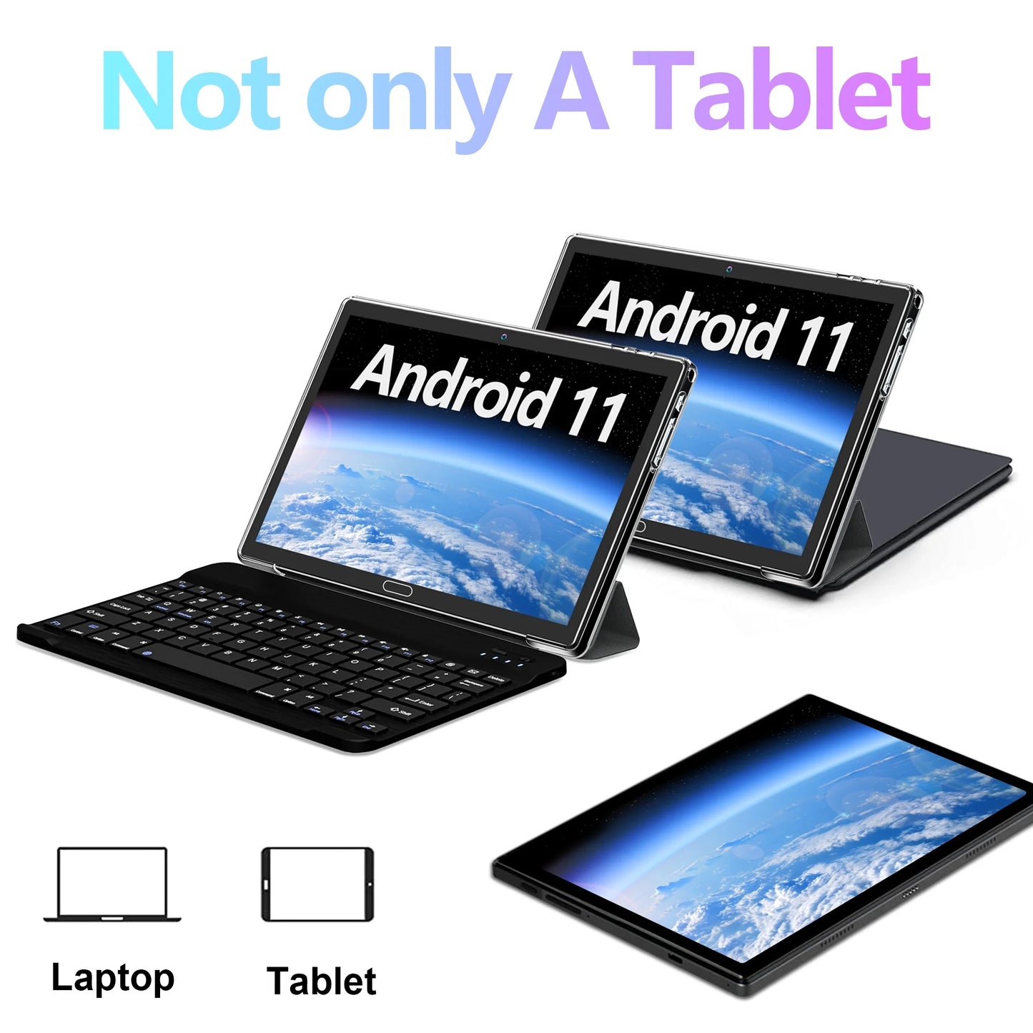 Android 11 10" tablet cellular tablet with keyboard arm octa core 4gb ram 64gb rom wifi bluetooth gps