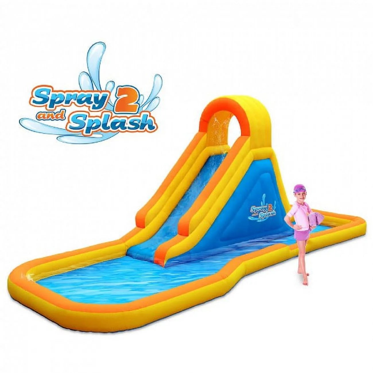 Blast zone spray n splash 2 inflatable water slide w splash area