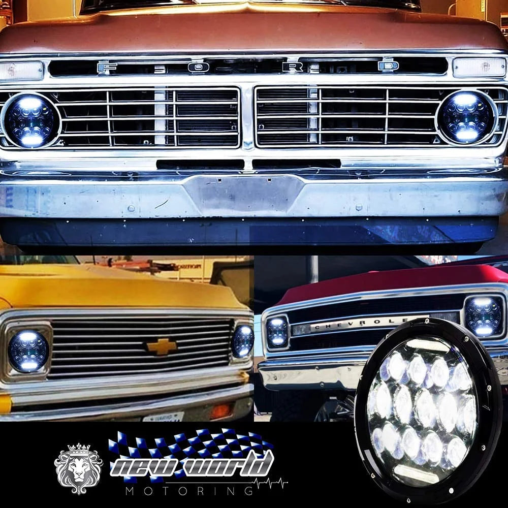 7 inch led halo headlights for jeep wrangler jk tj lj car truck hi/lo beam with drl angel eyes 2pcs h6014 h6015 h6017 h6024