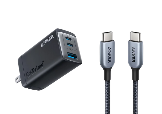 Anker 735 fast charger (ganprime 65w) with usb-c to usb-c cable