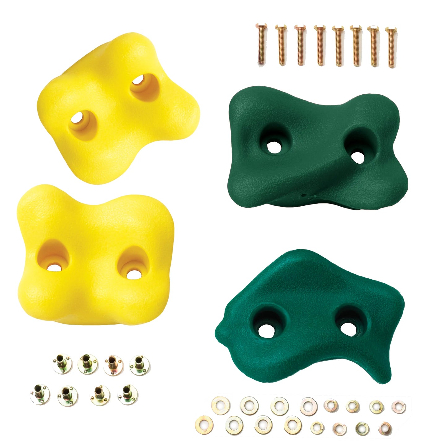 Swing-n-slide plastic climbing rocks (set of 4), green and yellow