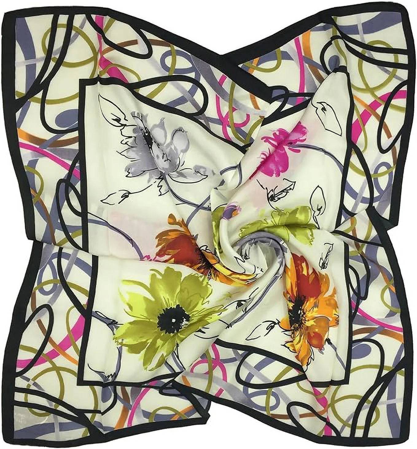 Tony and candice women's graphic print 100% silk, silk scarf square, 33x33 inches