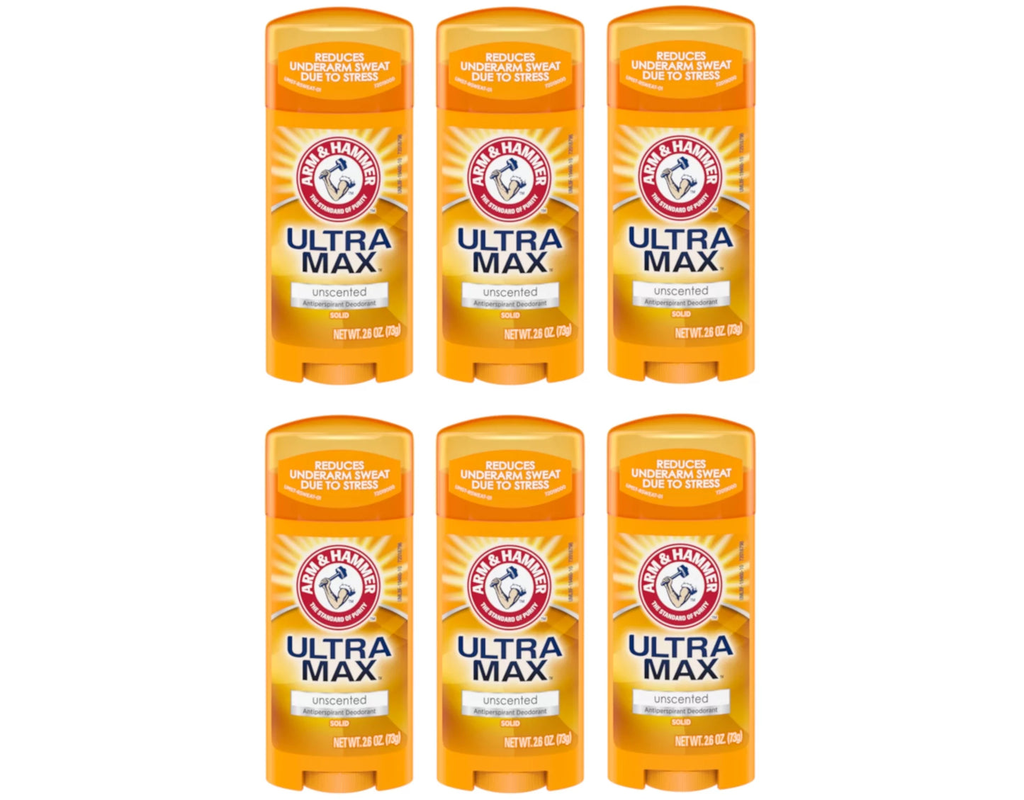 Arm & hammer ultramax anti-perspirant deodorant solid unscented 2.60 oz (pack of 6)