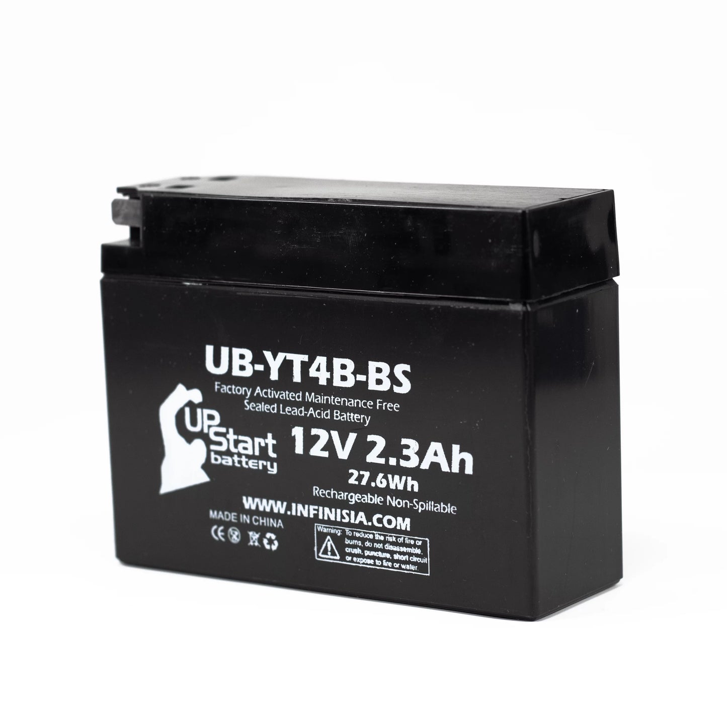 2-pack upstart battery replacement 2009 yamaha sr400 400cc factory activated, maintenance free, motorcycle battery - 12v, 2.3ah, ub-yt4b-bs