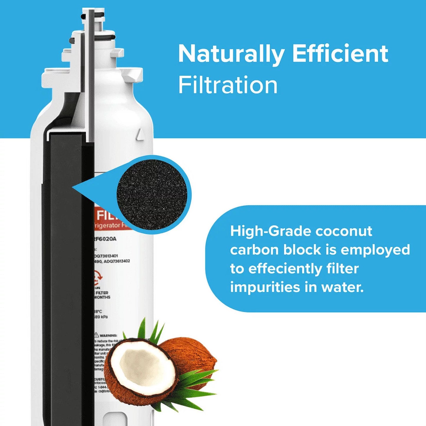 Brio 6020a refrigerator water filter replacement compatible with lg lt800p, adq73613401 kenmore 9490, 46-9490, adq73613402