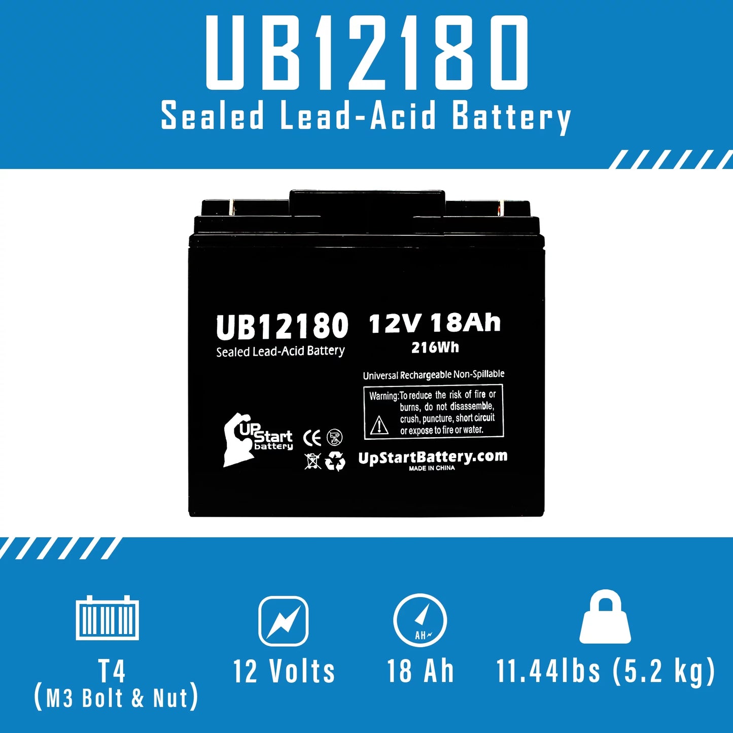 3x pack - compatible eagle pitcher cf12v18 battery - replacement ub12180 universal sealed lead acid battery (12v, 18ah, 18000mah, t4 terminal, agm, sla)