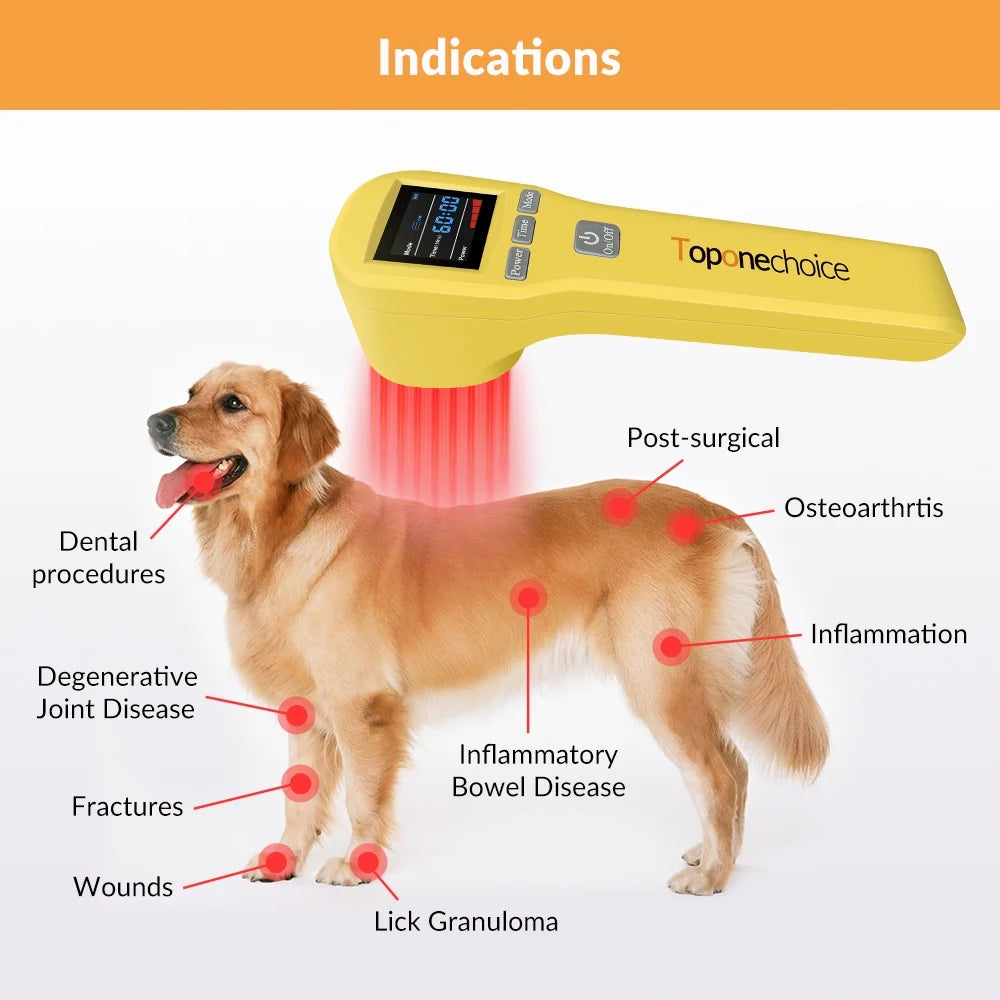 Toponechoice 650nm 808nm,cold laser therapy device,for pain relief,for dog cat animal,handheld