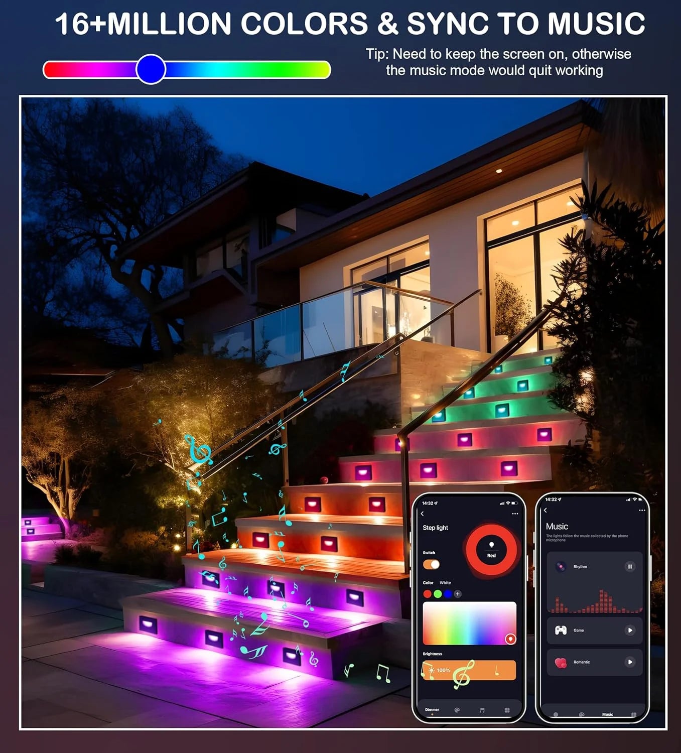 120v indoor outdoor smart led step lights, rgbcw color changing stair lights,3w 2700k-6500k,hub included,compatible with and google home assistant, 6 pack