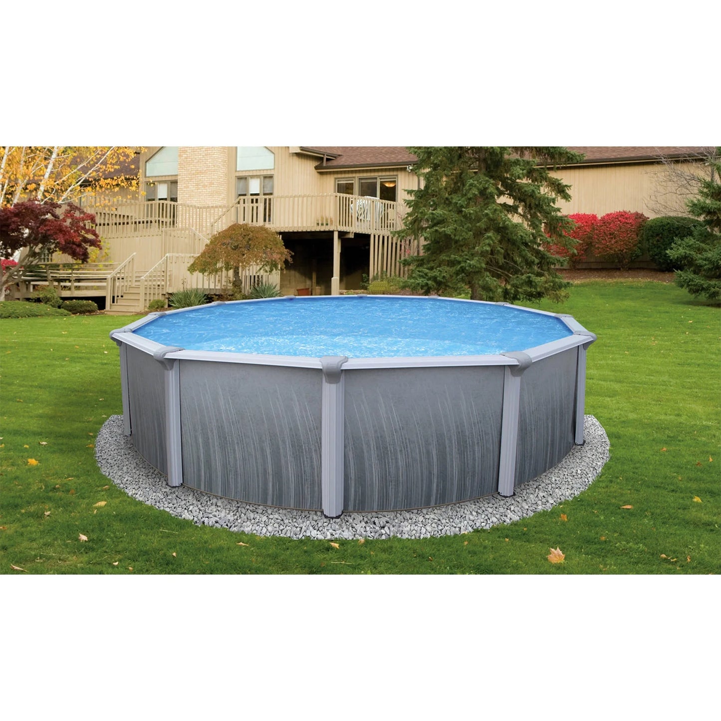 Bluewave martinique 18' round 52-in steel pool with 7-in top rail