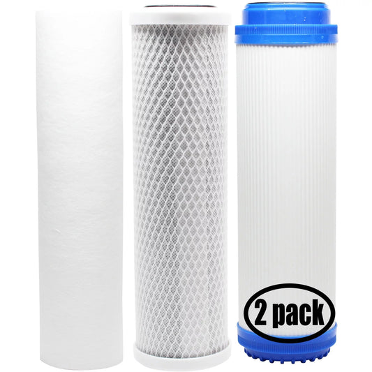 2-pack replacement for filter kit for us water systems 300-h-2510-b ro system - includes carbon block filter, pp sediment filter & gac filter - denali pure brand