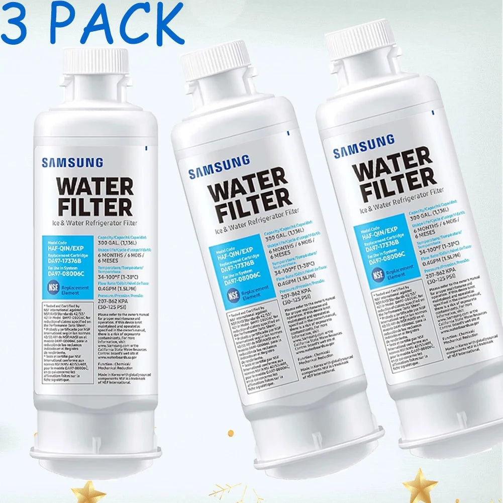 3 pcs da97-17376b haf-qin refrigerator water filter da97-08006c