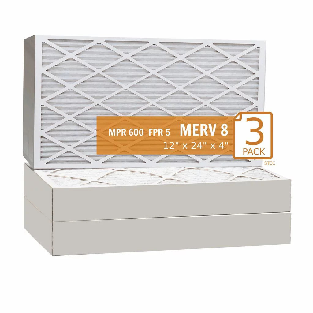 12x24x4 key pleat purolator air filter - merv 8 (3 pack)