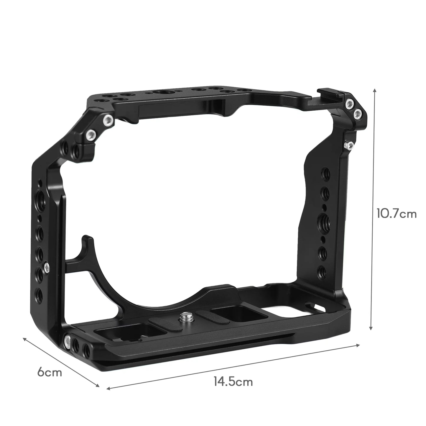 Andoer cage aluminum alloy video cage with cold shoe mounts numerous 14 inch screw holes replacement for sony a7iv/ a7m4/ a1/ a7r4/ a7s3