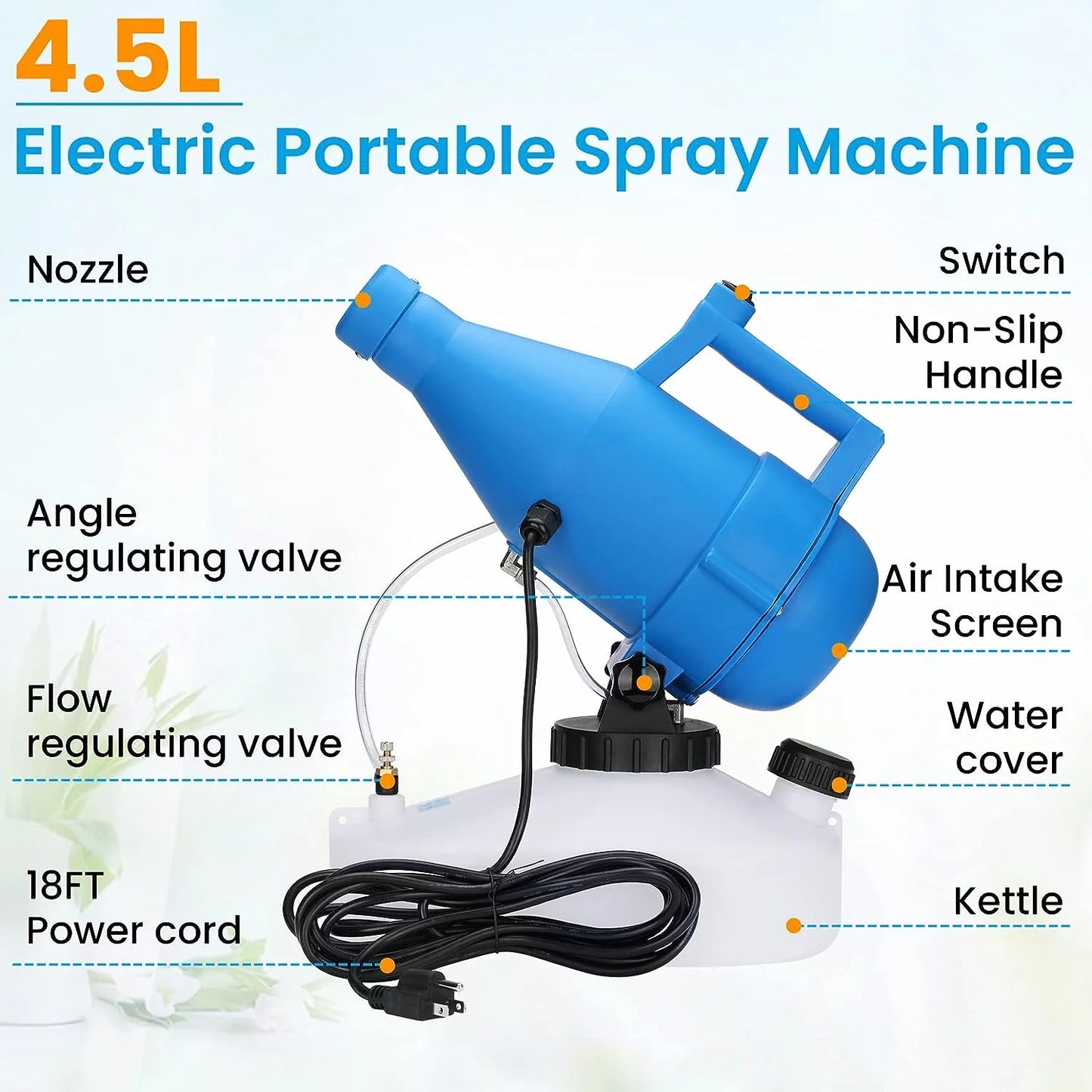 Smart portable micro ulv fogger with 4.5 liter (1.2 gallon) tank. disinfectant sprayer.  1 per pack