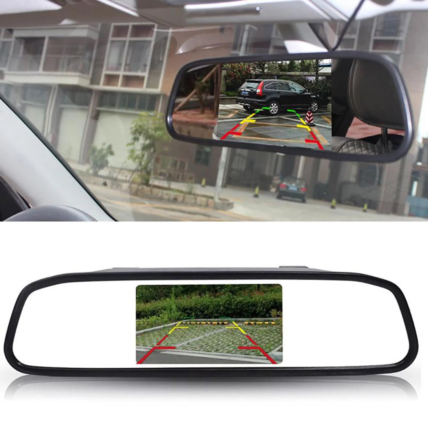 5 inch display car auto rearview mirror video monitor with reversing camera