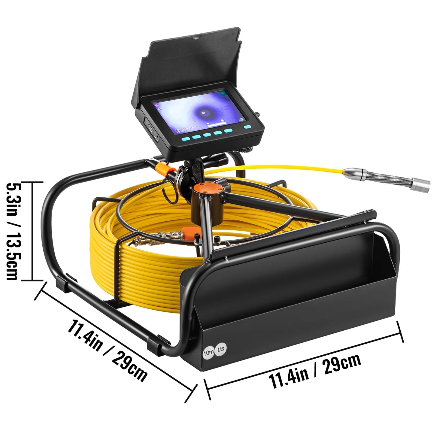 Skyshalo sewer camera 32.8ft cable pipeline inspection camera 4.3 in. tft lcd monitor pipe camera screen waterproof ip68 duct inspection camera with 6pcs leds 8500mah lithium battery, dvr function 10m