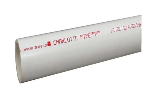 Charlotte pipe pvc dwv pipe 4 in. dia. x 10 ft. l plain end schedule 40 220 psi - case of: 1