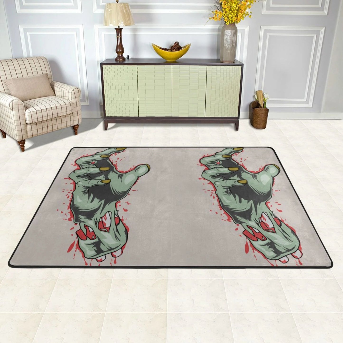 Xmxy horror zombie blood hand area rugs doormat outdoor entrance, facecloth non-slip floor mat rug for living room kitchen sink area indoor,72"x48"