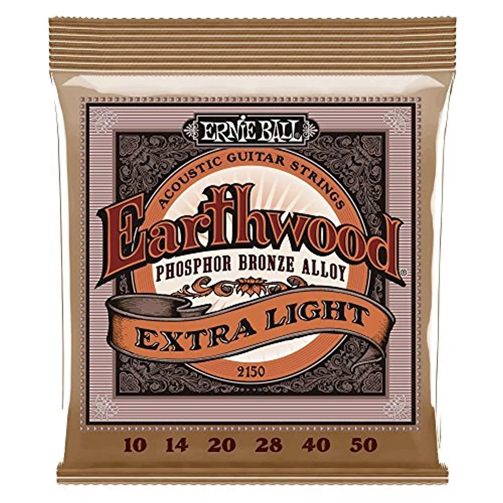 6 pack ernie ball p02150 earthwood extra light phosphor bronze acoustic string set, .010 - .050