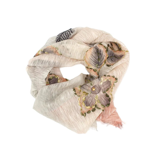 Sidney byron aventura cotton and silk scarf in pink and cream