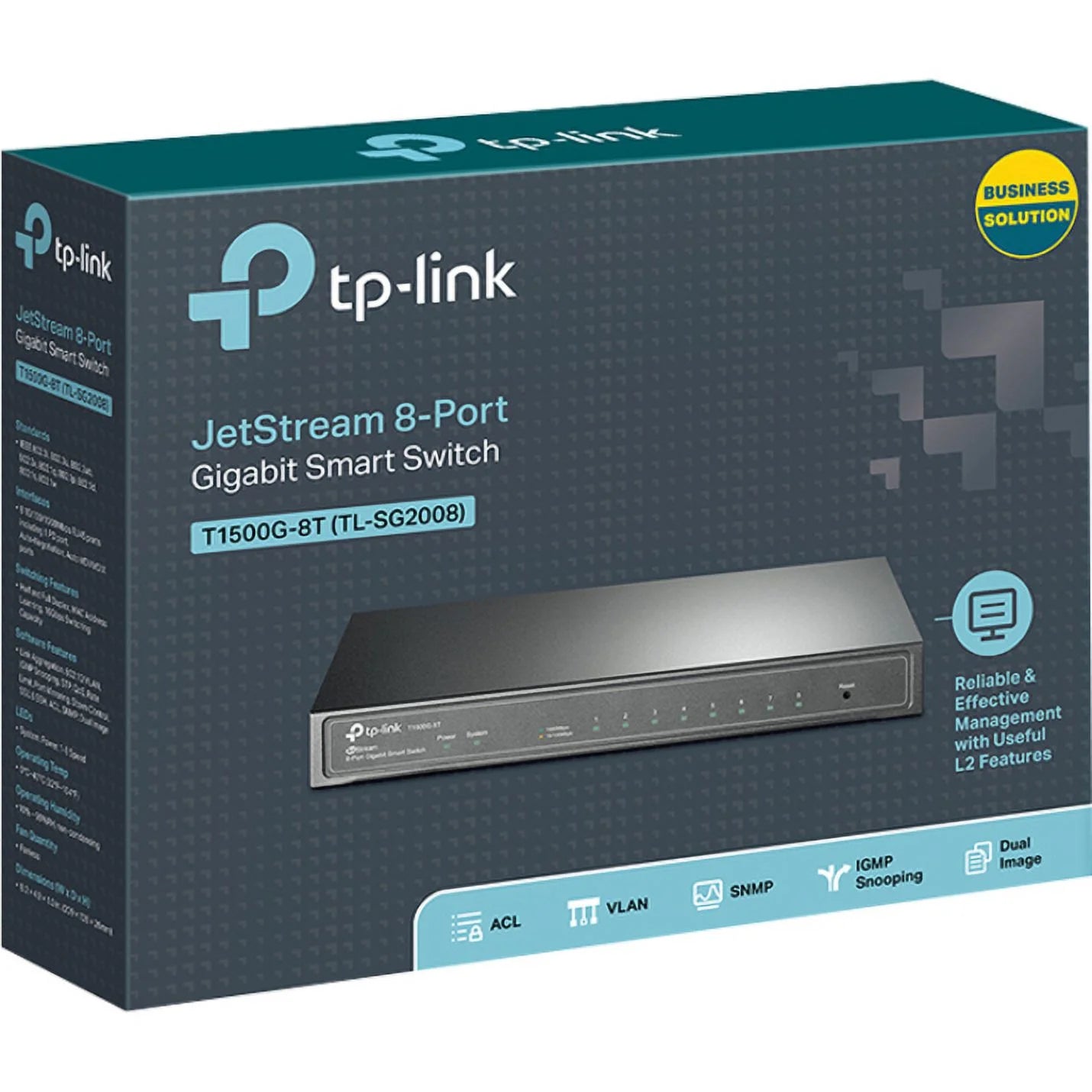 Tp-link jetstream t1500g-8t - switch - managed - 8 x 10/100/1000 (1 poe+) - desktop - poe+