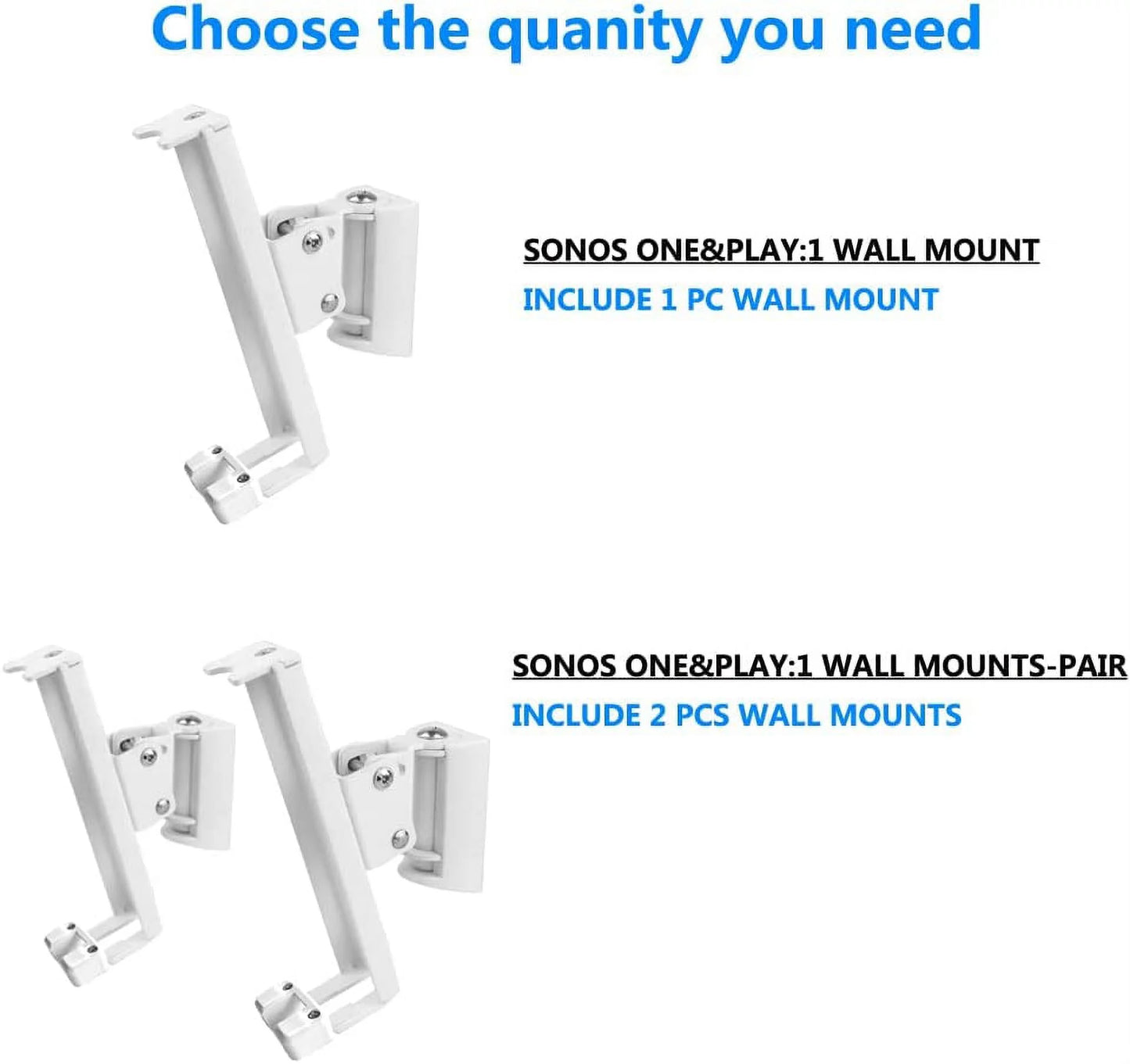 Wall mounts bracket for sonos one/sonos one sl and sonos play 1 speaker (swivel and tilt,compatible with both sonos