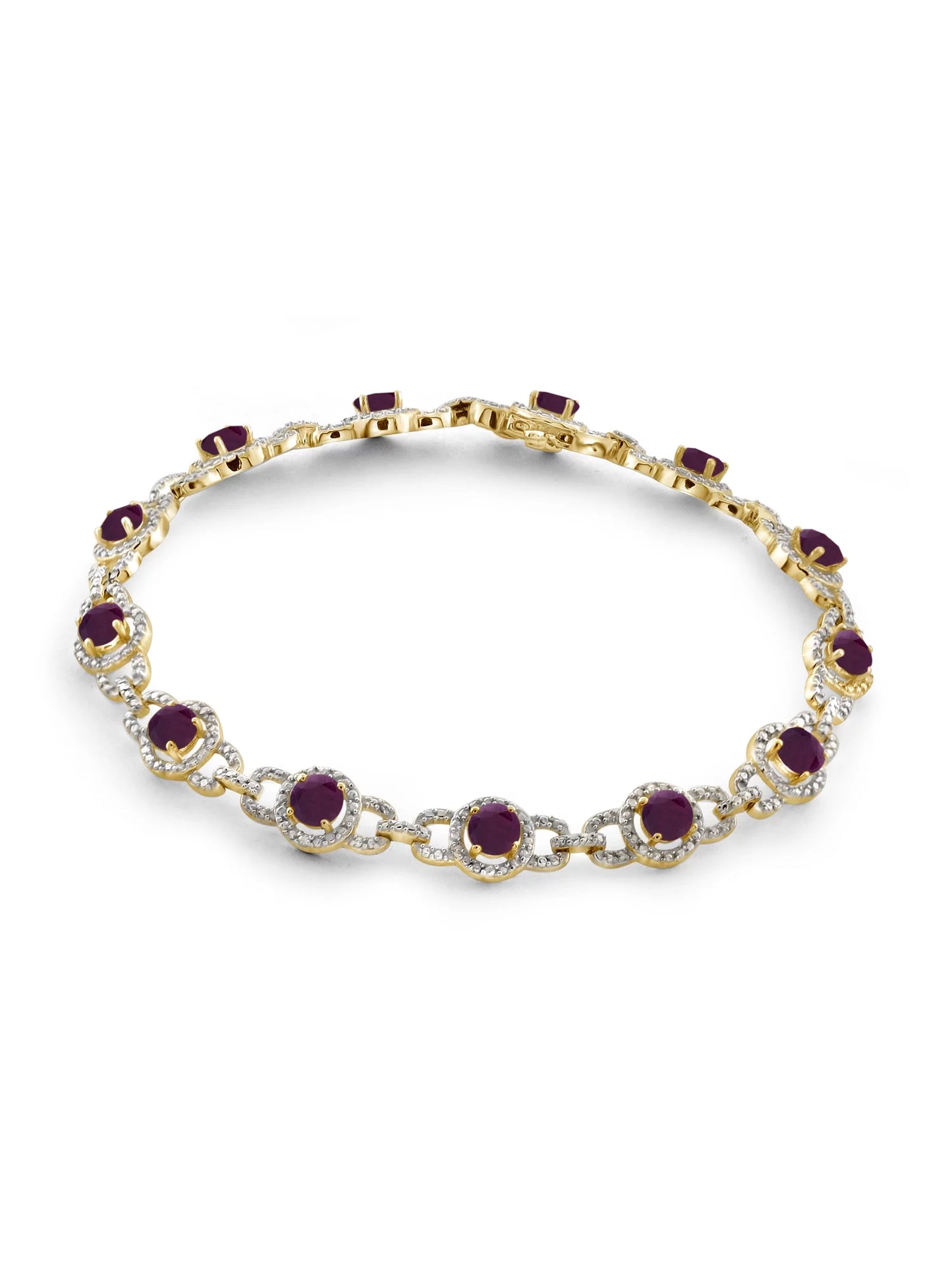 5 3/4 carat t.g.w. ruby and white diamond accent 14k gold over silver bracelet