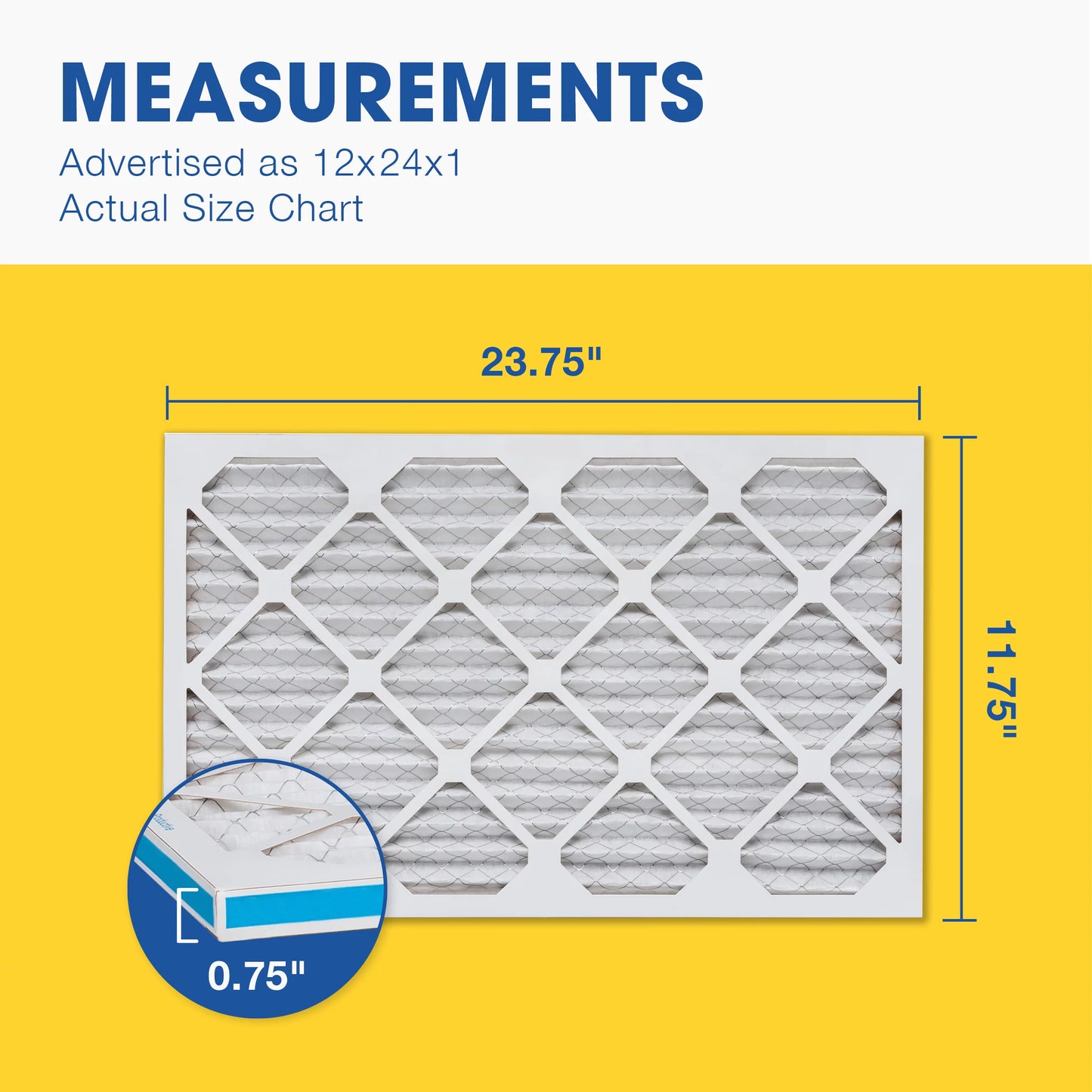 Aerostar 12x24x1 merv 8, air filter, 12x24x1, box of 4